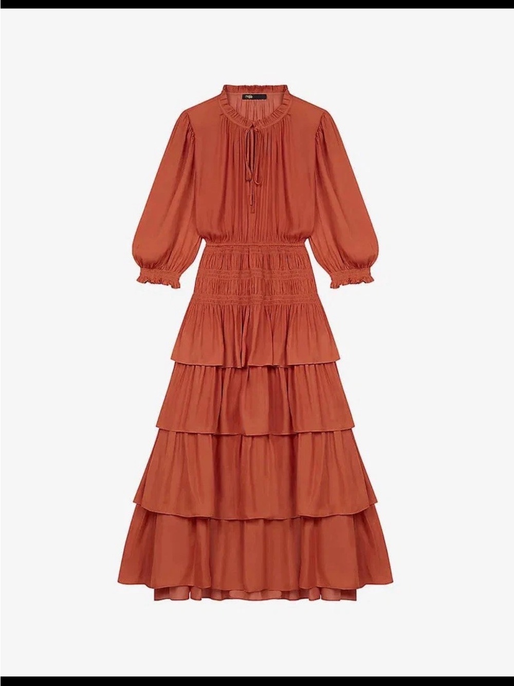 Maje Radjinette Layered Satin Dress In Orange Size 36 or US Small